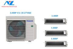 Multi Panasonic Inverter 1 Dàn Nóng 3 Hp + 3 Dàn Lạnh Nối Gió 1 Hp