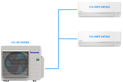 Combo Multi Panasonic Inverter 1 Dàn Nóng 4 Hp + 2 Dàn Lạnh Treo Tường 2 Hp-3 Hp