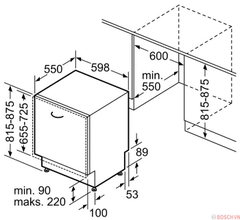 Máy rửa chén bán âm Bosch SMU6ECS57E Series 6, 14 bộ, Home connect