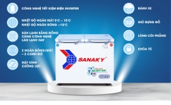 Tủ đông Sanaky Inverter VH-2599W4KD cánh kính cường lực màu xanh ngọc