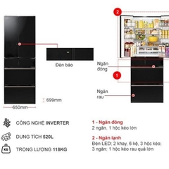 Tủ lạnh Hitachi Inverter R-HW540RV(XK) 540 lít 6 cửa
