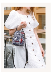 Túi đeo hoạ tiết Nhật xinh xắn vải bố in hình