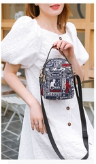 Túi đeo hoạ tiết Nhật xinh xắn vải bố in hình