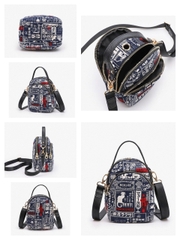 Túi đeo hoạ tiết Nhật xinh xắn vải bố in hình