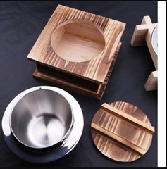 Phần ăn lẩu mì udon 1 người chuyên dùng Nhật thố gỗ tự nhiên