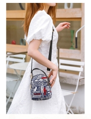 Túi đeo hoạ tiết Nhật xinh xắn vải bố in hình