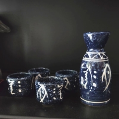 Bộ sake gốm sứ 1 bình 4 ly