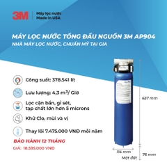 Combo Máy Lọc Nước Tổng Đầu Nguồn 3M AP904 + Tiền Lọc 20" 3M CFS02 (Không Gồm Lõi)