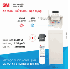 Máy Lọc Nước Uống Nóng Lạnh VN-2V-A1 Sử Dụng 3M BREW 120-MS