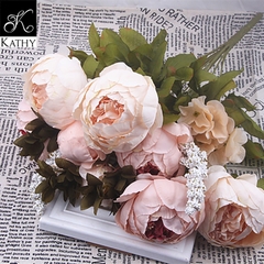 FLOWER Hoa trà 8 bông màu hồng nhạt 1019HN