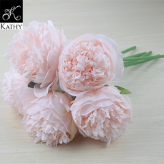 FLOWER Hoa mẫu đơn 5 bông màu hồng nhạt 1021HN