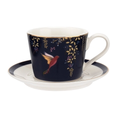 PM Sara Miller Set chén kèm đĩa lót xanh navy 196ml thương hiệu Portmeirion Anh Quốc SMCN78924-XG