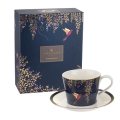 PM Sara Miller Set chén kèm đĩa lót xanh navy 196ml thương hiệu Portmeirion Anh Quốc SMCN78924-XG