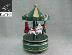 MUSIC BOX Hộp gỗ xoay xanh nhạt 2174XN