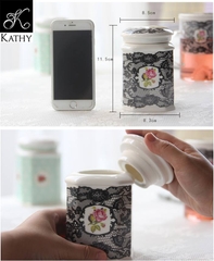 LACE Hộp đựng trà ren đen 2305