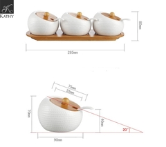 CERAWOOD Bộ gia vị 3 món kèm khay gỗ 5203