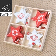 XMAS Hộp trang trí ngôi sao trắng đỏ 6045