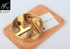 GOLDEN TRAY Khay kim loại màu vàng đồng 14cm 6076