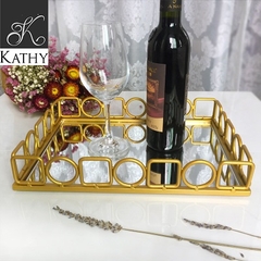 GOLDEN TRAY Khay gương chữ nhật họa tiết 6087