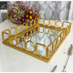 GOLDEN TRAY Khay gương chữ nhật họa tiết 6087