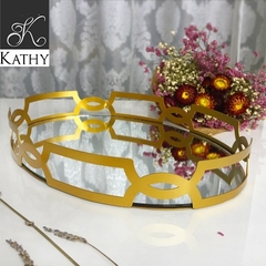 GOLDEN TRAY Khay gương oval 6089