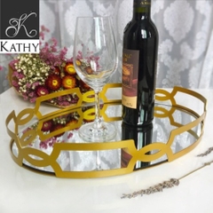 GOLDEN TRAY Khay gương oval 6089