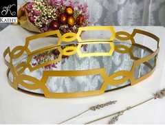 GOLDEN TRAY Khay gương oval 6089