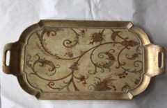 SEZZATINI Khay gỗ mạ vàng tay cầm Artemisia 46x33cm 2770T