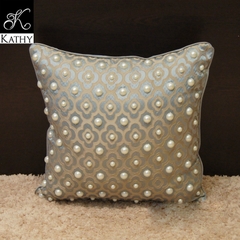 PEARL Vỏ gối đính ngọc trai màu xanh 45x45cm 7028X