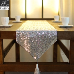 SEQUIN Table runner kim sa bạc 30x200cm 7038S