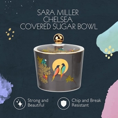 PM Sara Miller Chelsea Hũ mứt màu xám đen 324ml mạ vàng 22ct thương hiệu Portmerion Anh Quốc SMC78967-XG