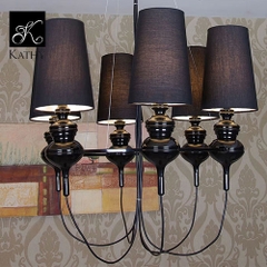 BLACK Đèn chandellier đen 6 ô 2066