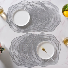 ROSE Tấm lót bàn ăn hình hoa hồng màu bạc 38cm x 36cm 7245B