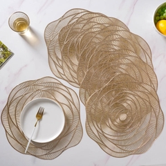 ROSE Tấm lót bàn ăn hình hoa hồng màu vàng 38cm x 36cm 7245V