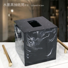 MARBLE Hộp giấy vuông vân đá đen 6434