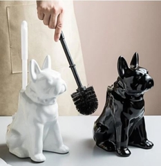PUPPY Bộ bàn chải nhà vệ sinh có tay cầm hình chú chó màu trắng 5717T
