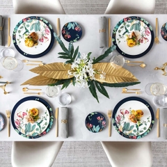 VB Avarua Đĩa bánh xanh 33cm họa tiết vẽ tay mạ vàng sang trọng Villeroy&Boch nhập khẩu tại Đức 1046552200