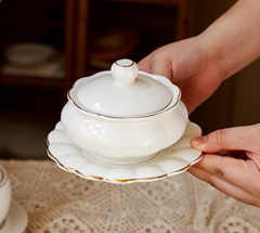 LOTUS Bát kèm đĩa và thìa sứ trắng 6826