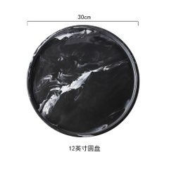 MARBLE Khay tròn vân đá đen 30cm 5453