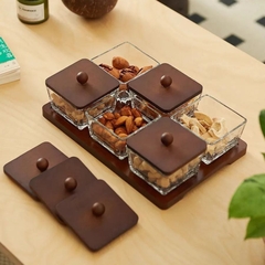 MINIMALISM Bộ 6 hũ hình vuông đựng mứt bánh kẹo hạt snack phòng khách 6758M