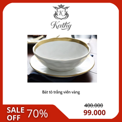 [SALE] BISTRO Bát tô trắng viền vàng 22cm 5315BL