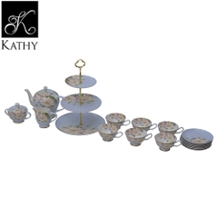 CERAFLORAL Set trà chiều hoa xanh 19 món 1610