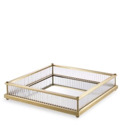 EICHHOLTZ Khay gương Tray Cora square antique brass finish 115721