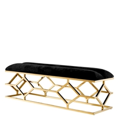 EICHHOLTZ Băng ghế Bench Trellis gold finish black velvet