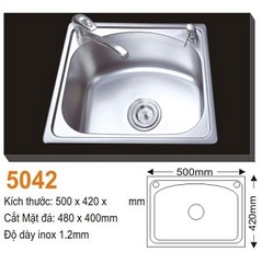 Chậu rửa bát inox 304 AMTS 5042 (50x42cm)