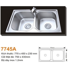 Chậu rửa bát inox 304 AMTS 7745A (77x45cm)