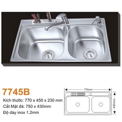 Chậu rửa bát inox 304 AMTS 7745B (77x45cm)