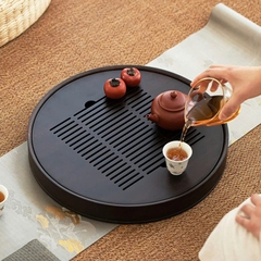 Khay trà tre tròn có đỡ nước cỡ đại