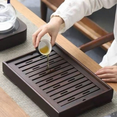 Khay trà tre hình chữ nhật với khay đỡ nước tiện dụng