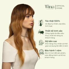 Tóc Giả Nguyên Đầu Tóc Thật Ombre Sóng Dài Nâu Vàng 60cm